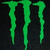 Green stylized 'M' symbol with dripping effect on dark background, pixelated rendering.