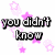 Pixelated text phrases with pink star backgrounds, each phrase in a different position across the frame.