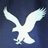 A white eagle with outstretched wings against a dark blue background, rendered in pixelated style.