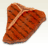 A pixelated, reddish-brown triangular slice of grilled meat with visible char marks on a light background.