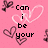 Pink background with heart and guitar icons, pixelated text reading 'Can i be your guitar hero? <33' in black and white.