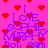 Pixelated pink background with red heart symbols and blue text reading "I Love Sophie Murphy not, am" repeated in a pattern