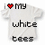 white t-shirt icons with 'i❤️MY white tees' text, showing color variations in the heart symbol and text across frames