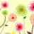 Pixelated floral pattern with red, green, and beige flowers on a pale yellow background; some flower centers have small white dots.