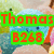 Pixelated image with green and orange text overlays on a background of colorful, rounded shapes resembling cartoon characters.