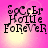 Pixelated text on a pink gradient background with four identical showing 'SoCrEr HoLiE FoReVeR' in black, each containing the same static image