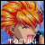 Two pixelated anime-style character portraits side-by-side with orange and blue hair, each labeled with white text below.