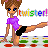 Pixel art contact sheet of a female character in purple leotard performing twister poses with rainbow text above, arranged in 3x3 grid across sampled frames.
