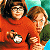 A pixelated contact sheet of two Scooby-Doo characters in orange hooded outfits with a green background displaying "OriginalIcons.com" text.