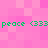 Pixelated green text 'peace <333' repeats across a pink checkered background in two horizontal