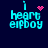 Four pixelated 'i heart eipboy' text icons with cyan lettering and dark blue background, each featuring distinct pink decorative elements.