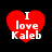 Four red heart-shaped icons with white text "I love Kaleb" displayed on a black background, arranged in two of two