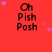 Red background with repeated 'Oh Pish Posh' text and purple stars; animation shows star positions shifting across frames.