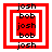 Four red and white square frames with black text 'josh' and 'bob' arranged in a pattern, showing animation changes between frames