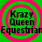 Green background with four pink concentric circles, each containing black text reading 'Krazy Queen' stacked above 'Equestrian'