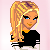 Pixel art contact sheet showing multiple frames of an animated buddy icon featuring a cartoon character with blonde hair and text elements on a blue background.