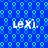 Blue background with repeating light blue circular patterns and four instances of the text 'Lexi.' in white pixelated font.