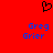 Red background with black pixelated heart symbol above blue pixelated text "Greg Grier" in two identical side-by-side arrangements.