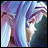 Pixelated anime-style character with blue-purple hair and closed eyes, next to black background with white text reading 'AnimeIM' and 'com'