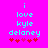 Cyan text on bright pink background reads 'i love kyle delaney' with five red hearts below, two versions differ in heart color sequence.