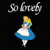 Five pixelated Disney princesses in distinct poses and gowns beneath "So lovely" text on a black background.