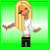Animated sequence of a cartoon character with long blonde hair, white shirt, and black pants against green gradient background, showing star-shaped overlay changes.