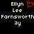 Pixelated text displays 'Ellyn Lee' with a red heart symbol, repeated across two on black background