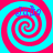 Four identical spiral patterns in cyan and magenta with blue text "Jade" at the top of each, arranged in a on a solid cyan background