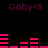 Pixelated pink text and bar graphs on black background with repeated 'Gaby<3' labels.