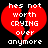 A red broken heart with white pixelated text reading 'hes not worth crying over anymore' on a black background.