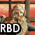 Pixelated image of a woman with long blonde hair sitting on steps with red background, overlaid with text "RBD", "Anahi", and "Mia".