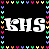 Black background with white pixelated text KHS surrounded by a border of colorful Y-shaped icons in pink, orange, yellow, green, cyan, and purple.
