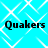 Four identical 'Quakers' text elements arranged in a on a cyan background with white diamond-shaped patterns