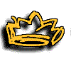 Three variations of a yellow crown outline with black shadow on white background, each showing different angles and partial visibility.
