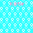 Pixelated cyan background with repeating white circular patterns and pink "Katie" text in four locations.