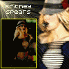 Britney Spears avatar icon with yellow border, showing multiple poses in a against blurred background