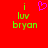Red background with green text 'i luv bryan' and a pink heart symbol above the left instance of 'l', static image.