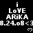 Black background with white pixelated text reading 'i LoVE ARIKA 8.24.08 < 38.24.08 < 3' and small heart symbols, partially cropped at bottom right.