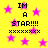 Yellow background with pink stars and black text reading "IM A STAR!!!" in pixelated font, repeated across the image.