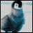 Animated contact sheet showing a penguin character in various poses across 10 frames with subtle motion changes against a light blue background.