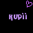 Pixelated purple heart symbol above two identical pixelated text strings on black background.