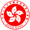Circular red icon with white flower symbol and repeating text border, displayed in a of seven identical frames