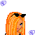 Pixel art contact sheet showing multiple frames of a blonde female character with sunglasses, black mesh top, white pants with red dots, and blue text elements on a transparent background.