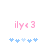 Pixelated pink text 'ily<3' above a of blue and light-blue puzzle-piece icons on white background