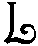 Nine black stylized letter Ls with decorative swirls arranged in a on light gray background, each varying slightly in design and pixelation