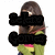 Pixelated image of a person with brown hair wearing a green outfit and pink accents, overlaid with black text reading "Let's Go!".
