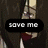 Animated icon shows a character in dark clothing with a red accent, holding a light-colored object, with a black text box reading 'save me' appearing and disappearing.