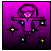Pixelated figure with outstretched arms against purple gradient background, surrounded by small glowing stars.