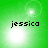 Green background with four white light effects and the name 'jessica' in black pixelated text across all