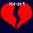 Two red broken heart icons with white 'Heart' text above each, displayed side-by-side on a dark blue background.